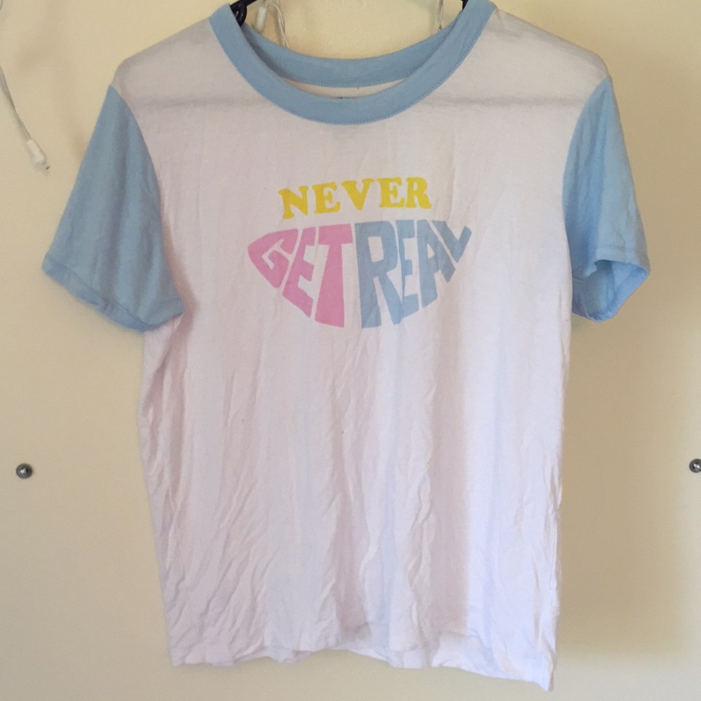 White "NEVER GET REAL" tee